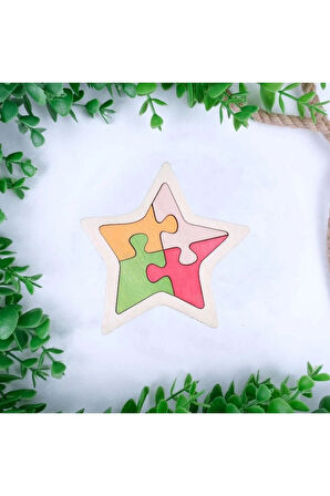 Ahşap Yıldız Figürlü 4 Parçalı Puzzle