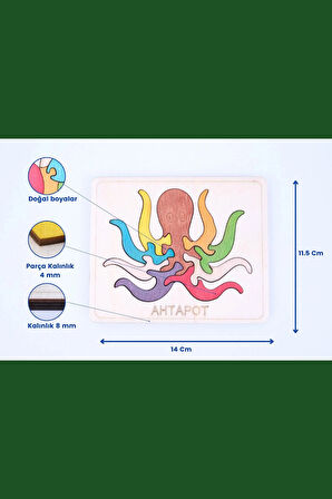 Ahşap Ahtapot Figürlü Puzzle