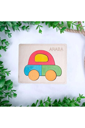 Ahşap Araba Figürlü Puzzle