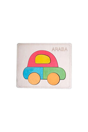 Ahşap Araba Figürlü Puzzle