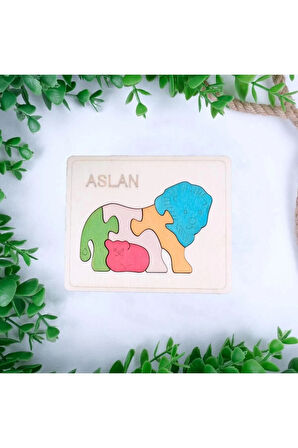 Ahşap Aslan Figürlü Puzzle