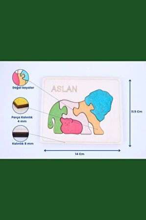 Ahşap Aslan Figürlü Puzzle
