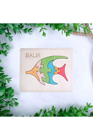 Ahşap Balık Figürlü 6 Parça Puzzle