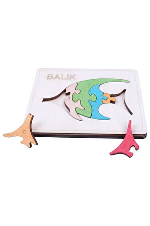 Ahşap Balık Figürlü 6 Parça Puzzle