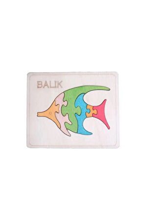 Ahşap Balık Figürlü 6 Parça Puzzle