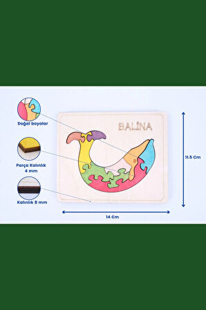Ahşap Balina Figürlü Puzzle