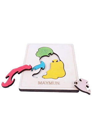Ahşap Maymun Figürlü Puzzle