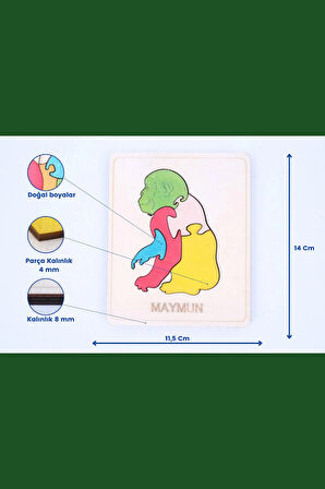 Ahşap Maymun Figürlü Puzzle