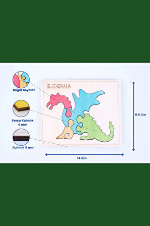 Ahşap Ejderha Figürlü Puzzle