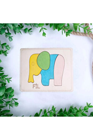 Ahşap Fil Figürlü 4 Parça Puzzle