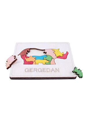 Ahşap Gergedan Figürlü Puzzle