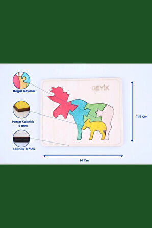 Ahşap Geyik Figürlü Puzzle