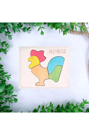 Ahşap Horoz Figürlü Puzzle