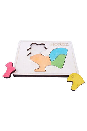 Ahşap Horoz Figürlü Puzzle