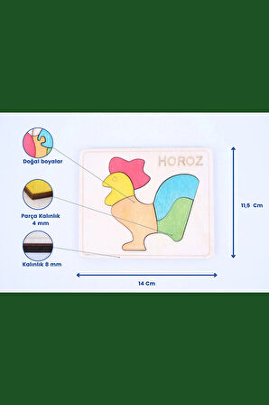 Ahşap Horoz Figürlü Puzzle