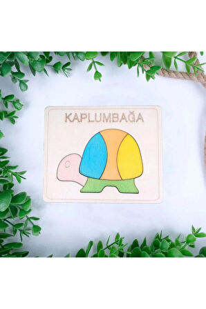 Ahşap Kaplumbağa Figürlü 5 Parça Puzzle