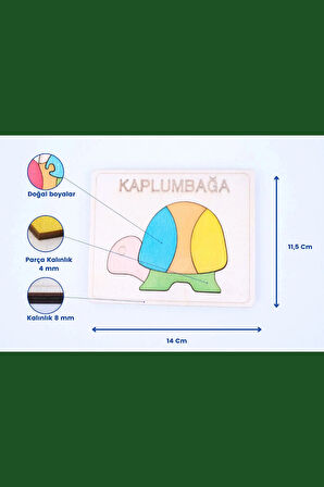 Ahşap Kaplumbağa Figürlü 5 Parça Puzzle