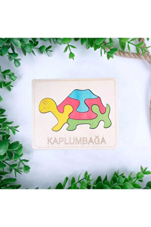 Ahşap Kaplumbağa Figürlü 4 Parça Puzzle