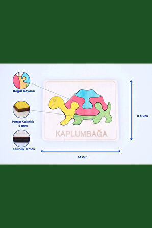 Ahşap Kaplumbağa Figürlü 4 Parça Puzzle
