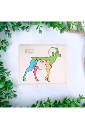 Ahşap Keçi Figürlü Puzzle