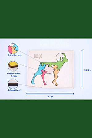 Ahşap Keçi Figürlü Puzzle
