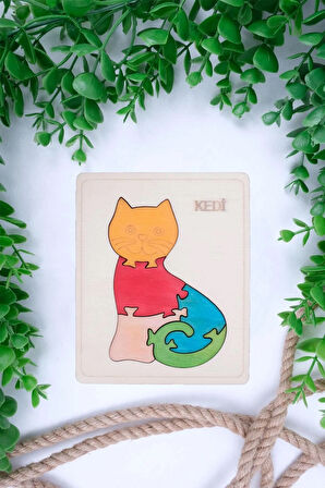Ahşap Kedi Figürlü Puzzle
