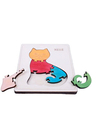 Ahşap Kedi Figürlü Puzzle