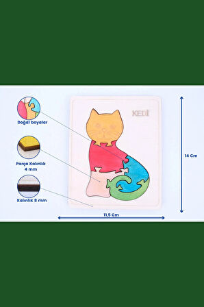 Ahşap Kedi Figürlü Puzzle