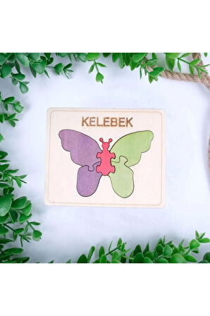 Ahşap 5 Parça Kelebek Figürlü Puzzle