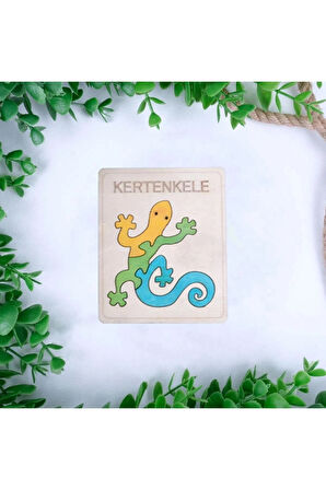 Ahşap Kertenkele Figürlü Puzzle
