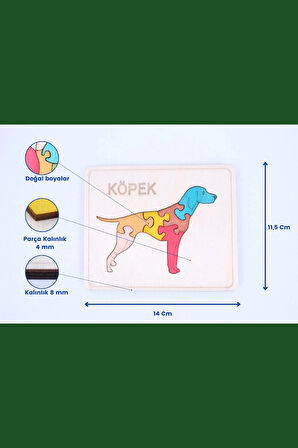 Ahşap 6 Parça Köpek Figürlü Puzzle