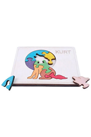 Ahşap Kurt Figürlü Puzzle