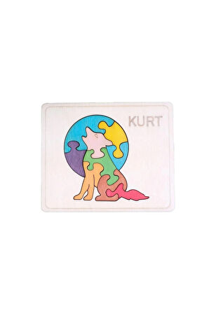 Ahşap Kurt Figürlü Puzzle