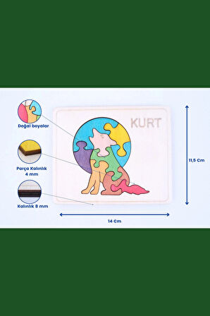 Ahşap Kurt Figürlü Puzzle
