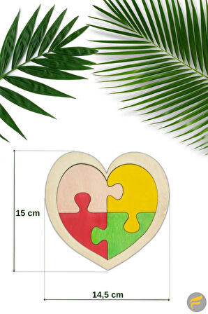 Ahşap Kalp Figürlü 4 Parça Puzzle