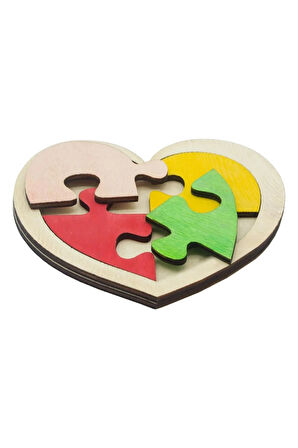 Ahşap Kalp Figürlü 4 Parça Puzzle