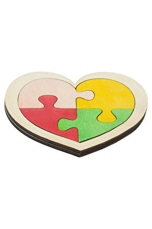 Ahşap Kalp Figürlü 4 Parça Puzzle