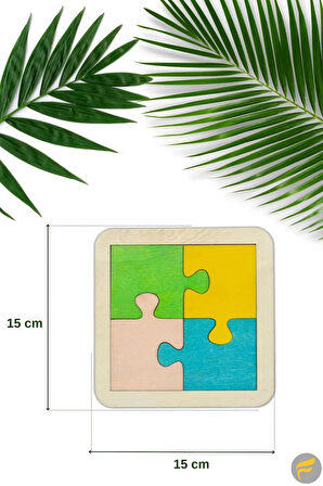 Ahşap Kare Figürlü 4 Parça Puzzle