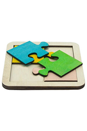 Ahşap Kare Figürlü 4 Parça Puzzle