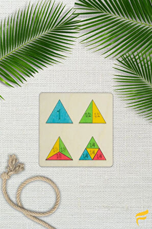 Ahşap Üçgen Kesirler 10 Parçalı Puzzle