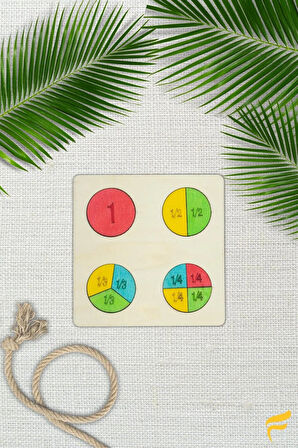 Ahşap Dairesel Kesirler 10 Parçalı Puzzle