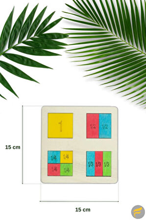 Ahşap Kare Kesirler 10 Parçalı Puzzle