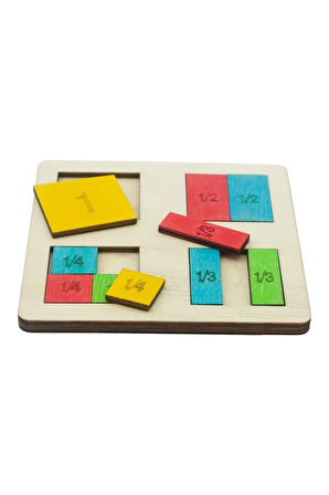 Ahşap Kare Kesirler 10 Parçalı Puzzle