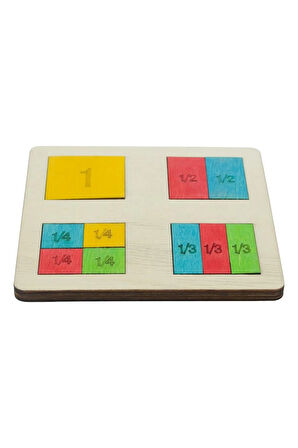 Ahşap Kare Kesirler 10 Parçalı Puzzle