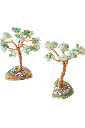 Sertifikalı Gerçek Aventurin Doğal Taşı Ağaç - Akik Plakalı