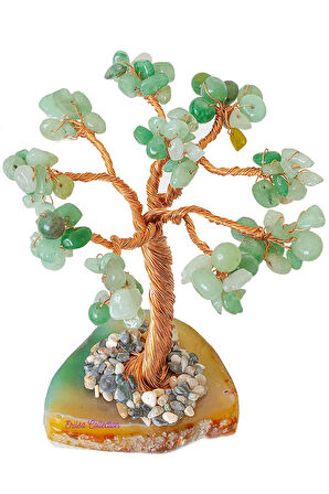 Sertifikalı Gerçek Aventurin Doğal Taşı Ağaç - Akik Plakalı