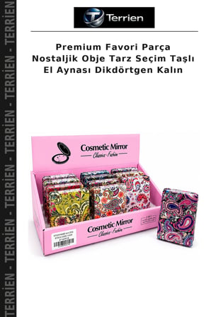 Premium Favori Parça Nostaljik Obje Tarz Seçim Taşlı El Aynası Dikdörtgen Kalın