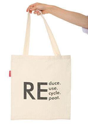 Baghashtag Reduce Reuse Recycle Repat Baskılı Bez Çanta