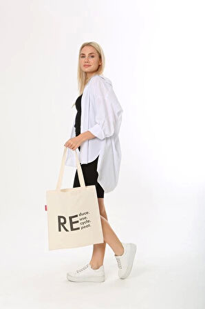 Baghashtag Reduce Reuse Recycle Repat Baskılı Bez Çanta