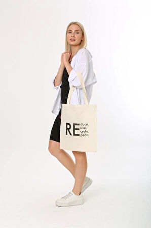 Baghashtag Reduce Reuse Recycle Repat Baskılı Bez Çanta